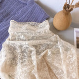 Zingj Soft Very Special Letter Lace Shirt Sexy Perspective Mesh Gauze Spring 2024 New Long-Sleeved T-Shirt