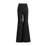 Zingj Horn Trousers 2024 Spring / Summer New High Waist Show Thin Design Sense Belt Splicing Solid Color Slim All-Match