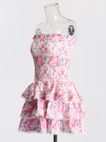 2025 Spring Season New Fashion Sexy Breast Print Lace Splicing Design Feel Waist Thin Dress Dress