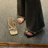 Evening Wind Slippers Wearing Women's Shoes In The Spring And Summer Of 2025 New Thick Heel Square Head Clamp White Cool