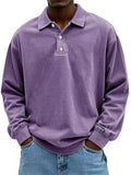 New Men's Shirt Casual Long-Sleeved Button-Down Polo Shirt