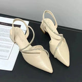 2025 New Sandals Women's Coarse French Summer High Heels Shoes Pointed Single Shoes Temperament Women's