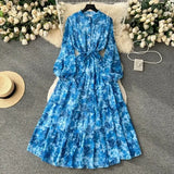 Fragile Chiffon Dress Women's Autumn Dress New Over-Knee Dress Gentle Wind-Float Mid-Floive Mid-Flouse Fairy