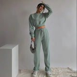 Autumn Spring Two Piece Set Women Tracksuits Harajuku Sweatshirts Elastic Waist Sweatshirt
