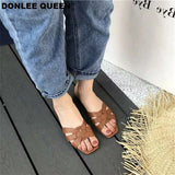Women's Shoes Low-Heeled Women Slippers Square Head Flat Beach