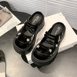 New Sweet Cool Thick Soles To Height Mary Treasure Shoes Small Man Double Tied With Water Drill Half Slippers Women Can Wear