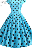 Sleeve Polka Dot Summer Dress Women White Elegant A-line Midi Party Dress Vestidos 50s 60s Rockabilly Vintage