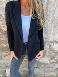 Women's Casual Hair In Autumn And Winter 2025, Collar Button Fake Pocket