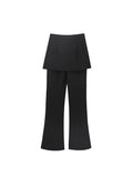 Women Black High Waist Skinny Flare Pants Gothic Y2k Fake Two Pieces 2023 Slim Fit Femme Spring Stretchy Wide Leg Trousers