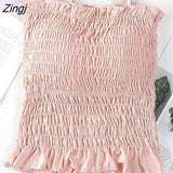 Women All-match Ruffles Female Summer Candy Color Ulzzang Sweet Preppy Style New Hot Sale Basic Mujer De Moda Soft