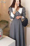 Autumn Women Korean Style Long Sleeve Plaid Dress Woman Clothing Casual Femme Dresses Ladies New Arrival Vogue Dress