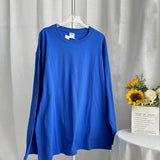 2025 New Hot Pure Color Long-Sleeved T-Shirt Women Loose Cotton Collar Base