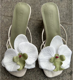 Wind-Red High Heels Women 2025 New Flower Clip High Heels Slippers Summer Dress High Heel Cool