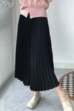 Women's Maxi Winter Skirt A-line White High Quality Brown Vintage Long Pleated Skirt Midi Elastic Waist Elegant for Women