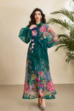 Court-Print Bubble-Sleeved Dress Women's Autumn Strap-In Belt Design Super Fairy Long Dress