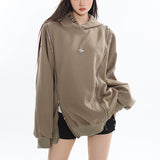 Zingj Zip Hoodie Female Fall High Street Metallic Matching Jacket Niche Hollowed-Out Design Hoodie