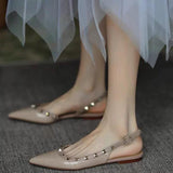 Women's Shoes Wide Fat Feet Spring And Autumn 2025 Summer New Shoes French Pointed Flat-Bottomed Sandals Single