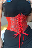 Fashion Sexy Black Lace Corset Belt Elastic Tie Up Cummerbunds Streetwear Bandage Harness Waistband Crop Tops