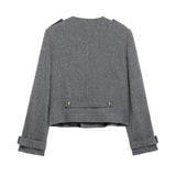 And Winter New Buckle Blended Coat 0034250 Wide Folded Skirt