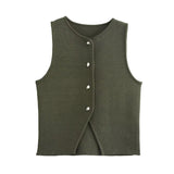 Women's Clothing Explosion Three-Color Round Collar Knitted Sleeveless Vest