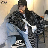 Shirts Women Long Sleeve Print Ulzzang Cat Turn-down Collar Students Designed Womens Korean Style with Buttons