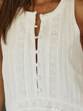 Beach Dress Women Boho Mini Dress Female Fashion Round Neck Sleeveless Big Hem Dress Ladies Elegant Lace Dress