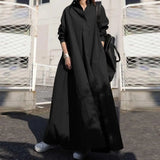 Women's New Dress Solid Color Sweet Retro Long-Sleeved Collar Loose Swing