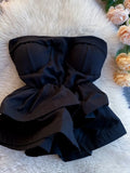 Autumn Sexy Black/White Strapless Tops Women Elegant Two Layer Ruffle Short Tank Shirts Female Slim Camis New