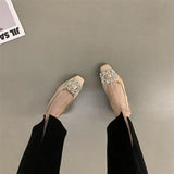Sandals Women Coarse Heel 2025 Summer New Square Buckle Drill Fairy Style Method Behind The Empty Lazy Single-Shoe