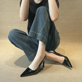 Classic Simple Gray High-Heeled Women's Sharp Head Behind A Word Buckle With Commute Banquet Fine