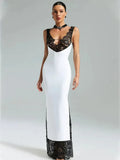 Patchwork Lace Sheer Camisole Midi Dress- Outfit
