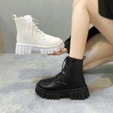 New Spring And Autumn Small Martin Boots Women In The Wind Boots With Round Head Thick Background Boots Single