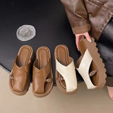Half Slippers Women Wear 2025 Spring And Summer New Retro Fashion Pine Cake Thick Bottom Comfortable Lazy People Cool
