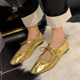 Women 2025 New Women's Shoes Spring Korean Plate Light Mouth Flat Bean Shoes Women's Style Lace Mary Jane