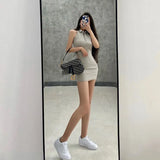 Dress Girl Summer New Thai Style Tight Back-To-Shoulder Hanging Neck Polo Collar Ass Skirt