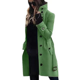 Autumn And Winter Large Size Hairs, Women's Coat Single Row Multi-Buckle And Button Collar