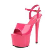 Zingj Lacquered Leather Sandals High Heels Sexy Black Waterproof Platform Hate Day High Slippers Female