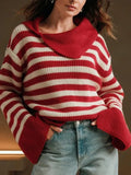 2025 New Fashion Stripe Jersey Casual Loose Long-Sleeved Women's