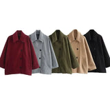 Women's Explosive Single-Dbutton Clasp-Butled Loose Wool Jacket