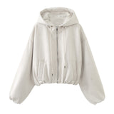 New Suede Texture Effect Short Hooded Jacket