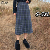 Skirts Women S-5XL Straight Plaid Simple All-match Empire Elegant Ladies Charming Femme Stylish Teens College Harajuku