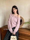 Xixi 2025 New White Label Loose Long-Sleeved Flower Knitted Sweater Female