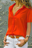 2023 Short-sleeve Shirt Solid Casual Loose Blouse Fashion Women Basic Top Office Party Clothing Shirt Women