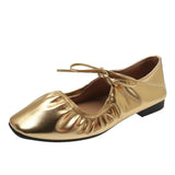 Women 2025 New Women's Shoes Spring Korean Plate Light Mouth Flat Bean Shoes Women's Style Lace Mary Jane