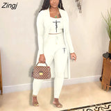 Women Tracksuit 3 Piece Set Pullover + Coat + Long Pants Solid Color Streetwear Matching Set Clothes For Women