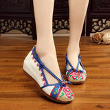 Zingj Not Include Shoe Box Single Shoes Full Size Inside Raised 5 Cm High Heels Embroidered Cloth Shoes Spring And Summer Women's