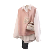 Style Embroidery Design Sense Coat V Collar Knitted Sweater Comfortable Sleeveless Vest New Waistcoat Shows Thin