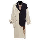 Autumn And Winter British Style Retro Sense Splicing Color Asymmetrical Personality Windsuit Suit Jacket Female