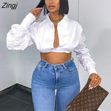 Sexy Puff Sleeve Short T Shirt Women Fashion Slim Crop Top Female White Casual Party Club Women Streetwear