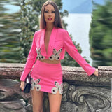 New Famous Temperament Heavy Industry Nails And Diamonds Butterfly Short Suit Half Skirt Set Two